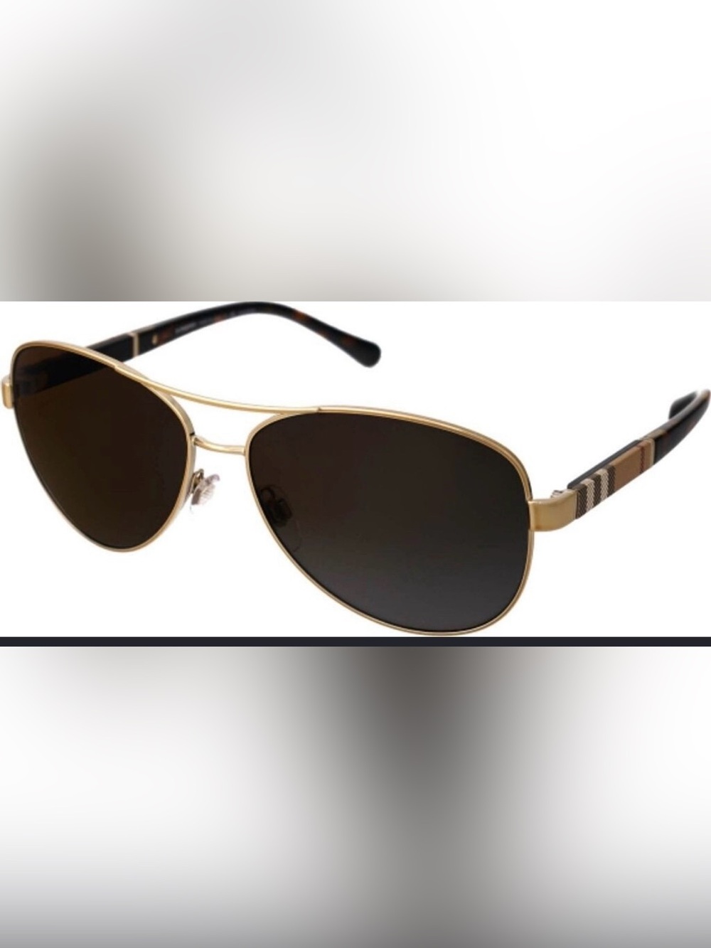Burberry Gold Aviator BE3080 Sunglasses with Brown Gradient Polarized Lenses
